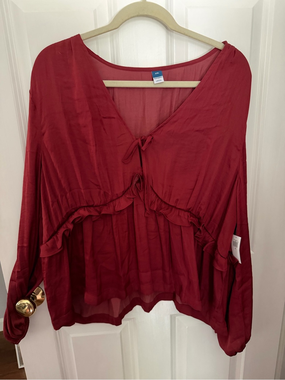 Old Navy Burgundy Ruffle Tie-Front Blouse